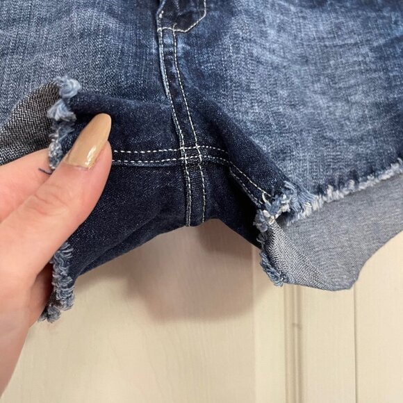 &Denim H&M Womens Dark Wash Stretch Raw Hem Cut Off Stonewash Jean Shorts Size 4 - Picture 7 of 8
